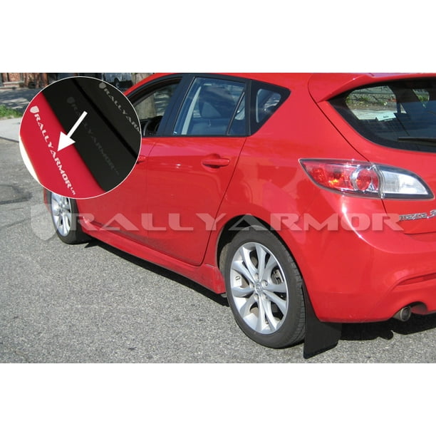 Rally Armor Mud Flaps For 2019-2020 Mazda 3 Hatchback w White Logo Rally Armor Mud Flaps For 2019-2020 Mazda 3 Hatchback w White Logo